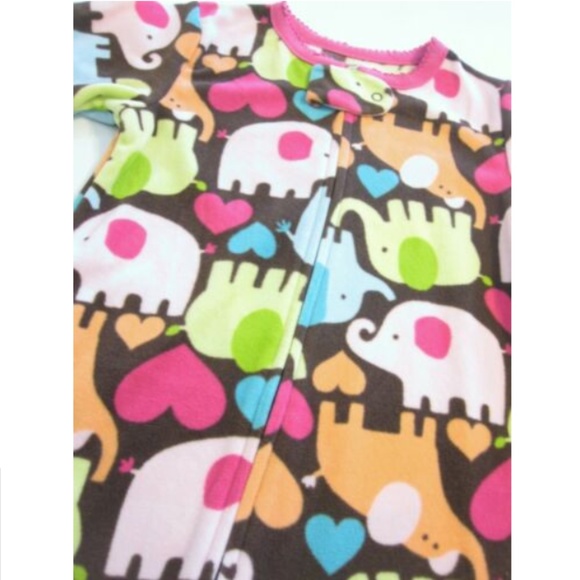 Carter's Fleece Pajama Sleeper Girl Size 24 Mo Elephants - Picture 2 of 2